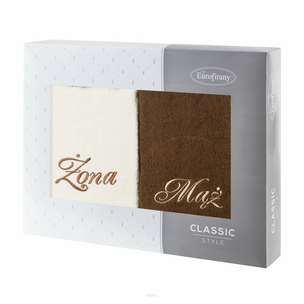 Komplet Ręczników 2x70x140 MĄŻ ŻONA kremowe brązowe