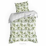 Pościel satynowa 160x200 SPRING 84 biała zielona z wzorem roślinnym z kolekcji Classic - 6
