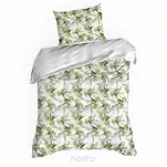 Pościel satynowa 160x200 SPRING 84 biała zielona z wzorem roślinnym z kolekcji Classic - 3