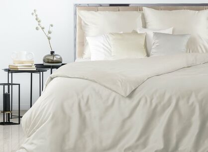 Pościel satynowa 160x200 NOVA 3 jednokolorowa gładka kremowa