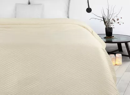 Narzuta 200x220 BONI 4 kremowa pikowana z mikrofibry geometryczny wzór
