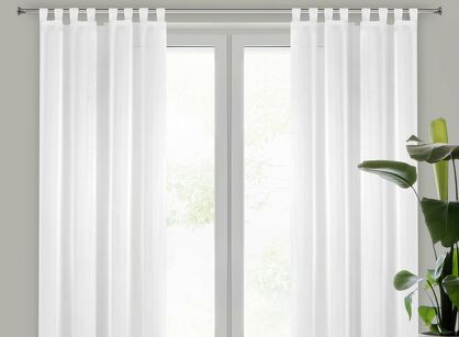 Firana na szelkach 140x250 LUCY biała z gładkiego woalu
