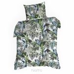 Pościel bawełniana 140x200 DAVOS 2B biała z wzorem egzotycznych zielonych liści - 7