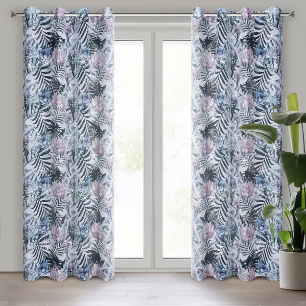 Firana na przelotkach 140x250 MALIBU biała ze srebrnym nadrukiem