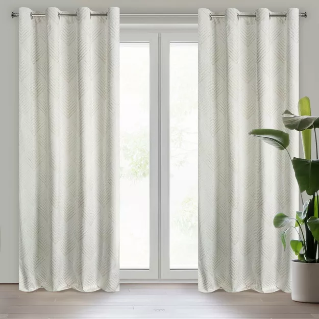 Zasłona gotowa na przelotkach 140x250 BLANCA 2 welwetowa biała ze złotym geometrycznym wzorem Limited Collection