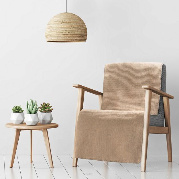 Koc na fotel bawełniany 70x160 AMBER beżowy o strukturze wafla Design 91