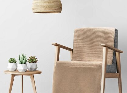 Koc na fotel bawełniany 70x160 AMBER beżowy o strukturze wafla Design 91