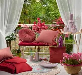 Poszewka welwetowa 45x45 VELVET 58B ceglana z wzorem liści miłorzębu - 3