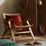 Poszewka welwetowa 45x45 VELVET 58B ceglana z wzorem liści miłorzębu - 4