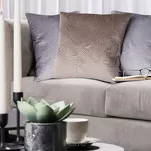 Poszewka welwetowa 45x45 VELVET 58B ceglana z wzorem liści miłorzębu - 6