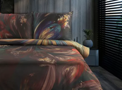 Pościel z makosatyny 160x200 ASTRAL Eva Minge czarna czerwona designerski wzór Premium