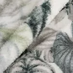 Koc typu flano 150x200 DAVOS 2 biały z nadrukiem zielonych egzotycznych liści - 3