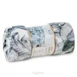 Koc typu flano 150x200 DAVOS 2 biały z nadrukiem zielonych egzotycznych liści - 6