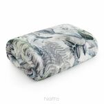 Koc typu flano 150x200 DAVOS 2 biały z nadrukiem zielonych egzotycznych liści - 5