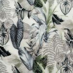 Koc typu flano 150x200 DAVOS 2 biały z nadrukiem zielonych egzotycznych liści - 2