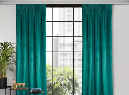 Zasłona na taśmie 140x270 ROSA welwetowa ciemny turkus Design 91