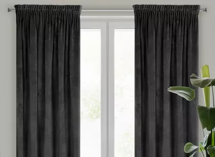 Zasłona gotowa na taśmie 140x270 VILLA welwetowa czarna jednokolorowa o aksamitnej strukturze
