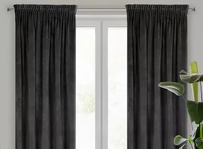 Zasłona na taśmie 140x270 VILLA welwetowa czarna o aksamitnej strukturze