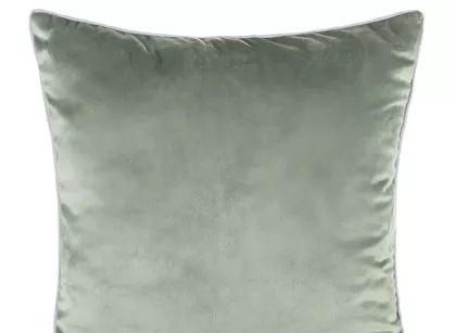 Poszewka welwetowa 60x60 GAJA 2 jednokolorowa oliwkowa obszyta lamówką