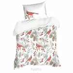 Pościel świąteczna 220x200 WILLOW biała czerwone ptaszki z mikrowłókna - 4