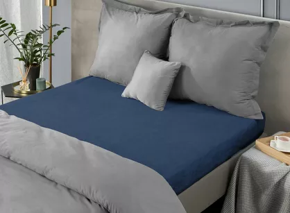 Prześcieradło z bawełny frotte z gumką granatowe 180x200 Design 91