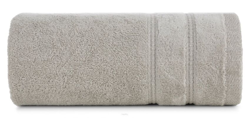 Ręcznik bawełniany 30x50 GLORY 4 beżowy z minimalistyczną bordiurą przeszywaną srebrną nicią