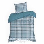 Pościel satynowa 220x200 SPRING 95 niebieska z motywem kratki z kolekcji Classic - 4