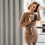 Zasłona gotowa na taśmie 140x270 JULA 2 cappuccino jednokolorowa w stylu eko - 12
