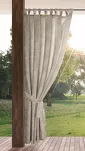Zasłona na taras 155x240 GARDEN 15 pudrowa na szelkach zapinanymi na rzepy wodoodporna z motywem roślinnym - 9