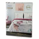 Pościel z makosatyny 220x200 MOLLY biała z różowym wzorem roślinnym z kolekcji Premium - 6