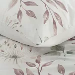 Pościel bawełniana 220x200 SONIA 36 jasny krem z fioletgowym wzorem kwiatowym - 2