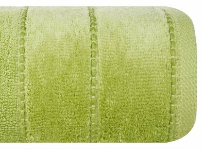 Ręcznik 70x140 MARI oliwkowy z welurową bordiurą w pasy 500 g/m2