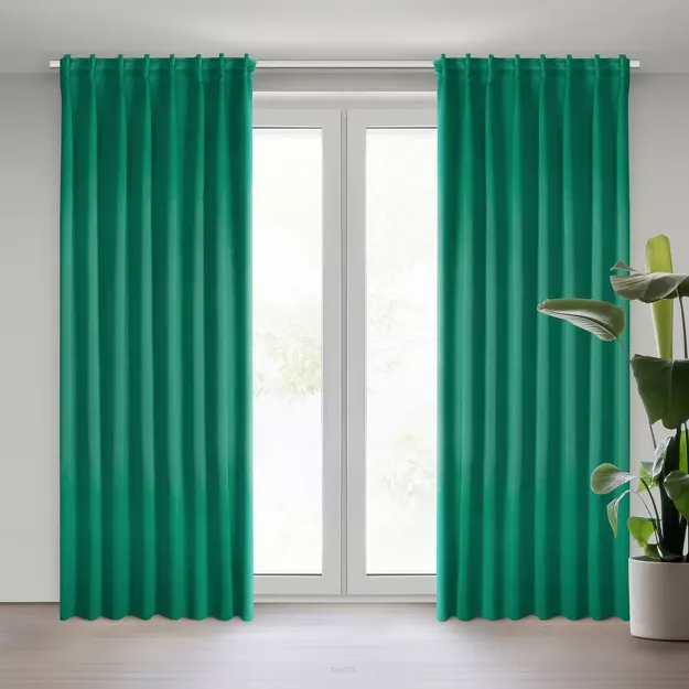 Zasłona na taśmie flex 140x300 MILAN zaciemniająca jednokolorowa ciemna zieleń