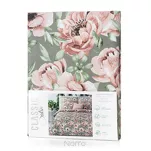 Pościel satynowa 220x200 SPRING 53 stalowa w różowy wzór kwiatów - 5