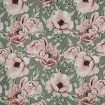 Pościel satynowa 220x200 SPRING 53 stalowa w różowy wzór kwiatów - 3