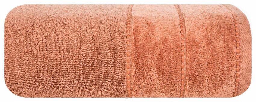 Ręcznik 30x50 MARI ceglany z welurową bordiurą w pasy