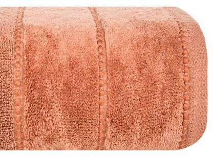 Ręcznik 30x50 MARI ceglany z welurową bordiurą w pasy