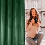 Zasłona na przelotkach 140x250 ROSA welwetowa ciemna zieleń Design 91 - 11