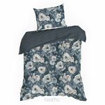 Pościel z mikrowłókna 160x200 KIRA ciemny granat z nadrukiem niebieskich kwiatów Design 91 - 7