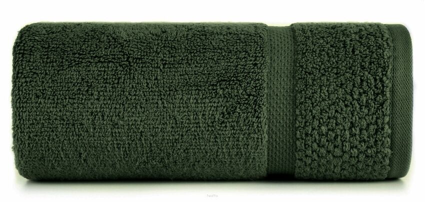 Ręcznik bawełniany 50x90 VILIA ciemna zieleń puszysty z ryżową bordiurą
