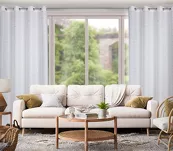 Zasłona na przelotkach 140x250 EVI biała z błyszczącym złotym nadrukiem geometrycznym - 8