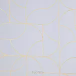 Zasłona na przelotkach 140x250 EVI biała z błyszczącym złotym nadrukiem geometrycznym - 2