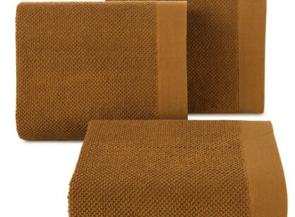 Ręcznik bawełniany 70x140 RISO miodowy o ryżowej strukturze z gładką bordiurą