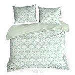 Pościel satynowa 140x200 SPRING 101 biała miętowa z motywem geometrycznym z kolekcji Classic - 6