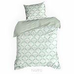 Pościel satynowa 140x200 SPRING 101 biała miętowa z motywem geometrycznym z kolekcji Classic - 5