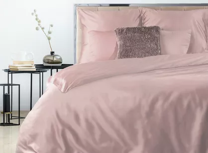 Pościel satynowa 220x200 NOVA 3 jednokolorowa gładka pudrowa