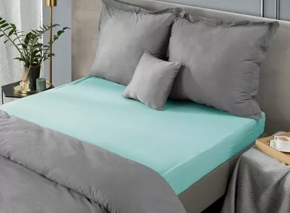 Prześcieradło z bawełny jersey z gumką miętowe 240x220 Design 91