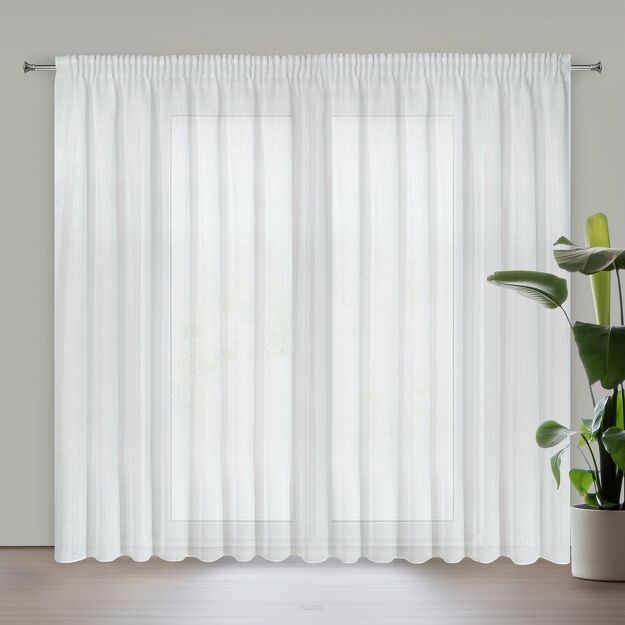 Firana na taśmie 400x250 VIOLA biała z etaminy z delikatnym połyskiem