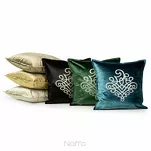 Poszewka welwetowa 45x45 ROYAL 3 ciemny turkus ze srebrnym ornamentem - 2