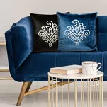 Poszewka welwetowa 45x45 ROYAL 3 ciemny turkus ze srebrnym ornamentem - 5